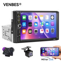 VENBES 7-calowe radio samochodowe uniwersalne z funkcją Mirrorlink, Bluetooth, FM, kamerą cofania, 1 DIN, audio samochodowe