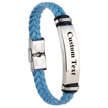 Benutzerdefinierter Logo-Name, gravierter Lederarmreif und Armband, individuelle Edelstahlarmbänder für Damen und Herren, ID-Armband
