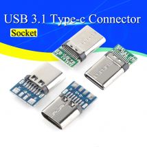 10 pz USB 3.1 Tipo-C Connettore 24 Pin Maschio/Femmina Presa Adattatore per Filo di Saldatura e Cavo 24 Pin Supporto Scheda PCB