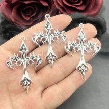 3 Stück 35*55mm Mode Vintage Schwarz Öl Flamme Kreuz Charms Gothic Anhänger Designer Charms Fit Schmuck Machen DIY Schmuck Erkenntnisse
