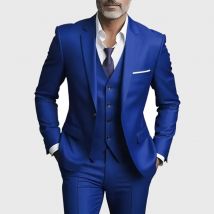 Men's Business Casual Suit for Weddings, Genuine Blazer, Vest and Pants, Big & Tall,Slim Fit Waistcoat, Dress Trousers, US Size