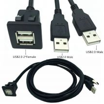 Dual USB Wasserdicht Embedded Dock Adapter Dashboard Panel USB 3,0 2,0 Port Männlich Zu Weiblich Auto Motorrad Schiff Verlängerung Kabel 2 m