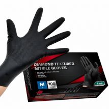 8Mil Hochleistungs-Handschuhe aus schwarzem Industrie-Nitril, Einweg-Sicherheitsarbeitshandschuhe, erhöhter Diamant, strukturierter Griff, Mechaniker-Autohandschuhe