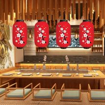 2 Stück japanische Satinlaterne chinesische rote Laterne Neujahr Party Restaurant Dekoration Pflaumenblütenlaterne Lampe Festival Laternen