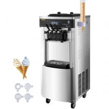 SucceBuy 20-28L/H Gelatiera Commerciale Sorbetto Dispositivo di raffreddamento Mobile Sapore tricolore Coni dolci Attrezzature per il congelamento Distributore automatico
