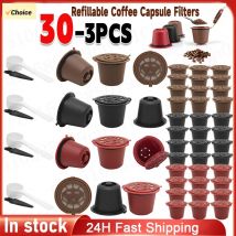 30-3PCS Refillable Capsules Filters for Nespresso Coffee Machine Coffee Capsules Reusable Filter with Spoon Brush Coffee Pods