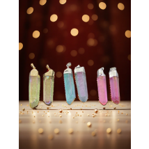 1pcs Titanium AB Crystal Stick Points Natural Reiki Chakra Quartz Pendants For DIY Healing Jewelry Making Necklace Accessories