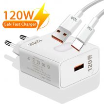 GaN Caricatore USB Ricarica rapida 120W Ricarica rapida QC3.0 Tipo C Cavo Adattatore da parete per telefono cellulare per Huawei Redmi Xiaomi 15 Oneplus
