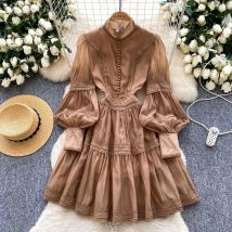 Sexy schlank Bodycon Chic Perlen Spitze essbarer Baum Pilz Laterne Ärmel Party Club Midi Vestidos Vintage Boho Frauen Sommerkleid