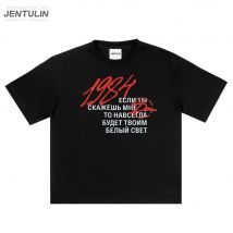 Männer Grafik T-Shirt 1984-Druck Übergroße Baumwolle Harajuku Hip Hop Y2k Streetwear Koreanische Mode Vintage Kurzarm T-Shirt Kleidung
