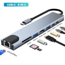 8-in-1 USB-C-Hub Typ C auf Multiports 4K RJ45 PD Charge SD/TF-Kartenleser Typ C auf USB-Adapter-Dock für MacBook Air Pro PC