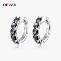 OEVAS 925 Sterling Silber 3,5 MM 2 cttw Moissanit Ohrringe Für Frauen 18 Karat Vergoldet Creolen Funkelnden Feinen Schmuck