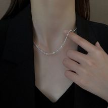 Neue Trendy Funkelnde Silber Farbe Choker Halskette für Frauen Elegante Schlüsselbein Kette Halskette Party Hochzeit Kragen Schmuck Geschenke