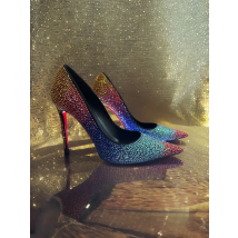 Women Full Diamond High Heel Pumps Rhinestone Pointed Toe Stiletto Heel Bling Bling Luxury Brand Colorful Crystal Wedding Shoes