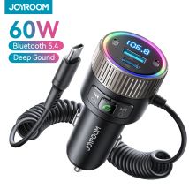 JOYROOM 60W Nadajnik Bluetooth 5.4 FM PD QC 3.0 Super szybka ładowarka samochodowa Podwójne mikrofony HiFi Głęboki dźwięk USB C Samochodowy adapter ładowania