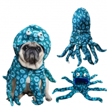 Oktopus-Kostüm für kleine Hunde und Katzen, Hunde-Kapuzenpullover, Mantel für kaltes Wetter, Hunde-Pyjama für Weihnachten, Halloween