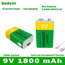 Vielseitiger wiederaufladbarer 9V 1800mAh Li-Ionen-Akku mit Micro-USB für Multimeter, Mikrofon, Fernbedienung, KTV
