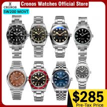Cronos Sub Diver Luxury Men Watch Stainless Steel SW200 Bracelet Ceramic Rotating Bezel 200 meters Water Resistant Glideclasp