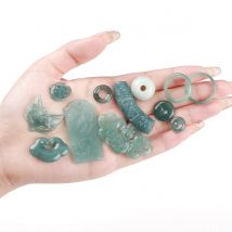 1 Pc Natural Stone Guatemala Jadeite Carved Beads Lucky Supplies Spacer Bead for Jewelry Making DIY Braclelet Necklace Accessory