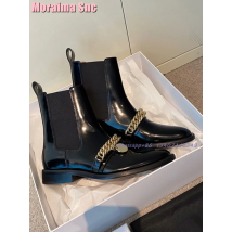 Metall kette Dekor runde Zehen Chelsea Stiefel Block Mid Heel Slip auf sexy Mode Damen Stiefeletten Herbst Winter schwarz solide 2024