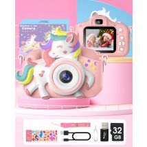 Mini-Kamera für Kinder, 20,0 MP, 1080P, HD-Digitalkamera, 2,0-Zoll-Bildschirm, Camcorder-Spielzeug mit 32-GB-Karte für Geburtstagsgeschenke im Alter von 6–12 Jahren