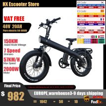 HX Q3 2000W Elektryczny Rower dla Dorosłych 48V 20AH E Bike Wyjmowana Bateria Składany Ebike 20 cali Grube Opony Rower Elektryczny