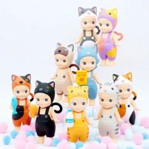 SonnyAngle Dolls Cat Life Series Blind Box Cute Baby Wearing Cat Clothes Mini Figurine Table Ornaments Figure Kids Birthday Gift
