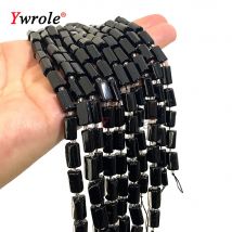 6x10mm fasetowany cylinder turmalin Schorl prawdziwy naturalny kamień szlachetny Jet kamienne koraliki do tworzenia biżuterii DIY akcesoria do bransoletki