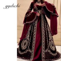 Maßgeschneidertes Burgunderrotes Partykleid Funkelnde Kristall-Luxus-Stickerei Bodenlange Abendkleider im Retro-Hofstil für Damen