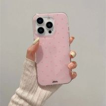 Transparente, sanfte, rosafarbene Basispunkt-Handyhülle mit großem Loch für iPhone 11, 12, 13, 14, 15, 16 Pro max