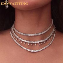 2025 New Iced Out Bling 5A CZ Tennis Choker Necklace For Women Fashion Sparking Oval Shape Cubic Zirconia Multi Layers Jewelry
