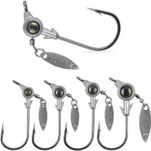 4 Stück Crappie Jig Heads Angelhaken Kit Underspin Jig Heads mit Spinner Blade Crappie Jig Lures Unlackierte Jig Heads mit Klingen