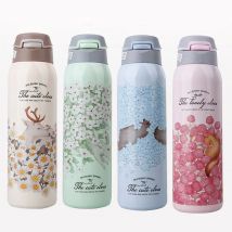 Tragbare Edelstahl Blumen thermos becher niedliche isolierte Tasse Thermo flasche für Kinder Reise vakuum isoliert 450ml ml