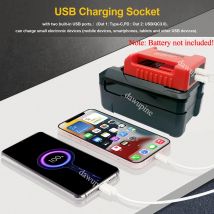 Lithium-Batterie-Teile für Einhell für Ozito 18 V Li-Ionen-Akku-Adapter, Gürtelschnalle, Display-Halterung, USB Typ C, Ladegerät, Powerbank