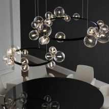 Moderne Ring Glas Ball LED Kronleuchter Nordic Stil Wohnzimmer Esszimmer Küche Studie Glanz Home Design Innen Dekoration Lampen