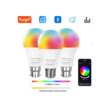 Smart Life APP Tuya Bluetooth LED Bulb Dimmable 15W 18W E27 B22 220V RGBCW Color Change Lamps Group Control Music Rhythm Timing