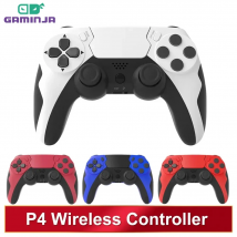 GAMINJA kontroler bezprzewodowy Gamepad Bluetooth podwójne wibracje 6-osiowy Joypad Touchpad mikrofon Port słuchawek dla PS4 PS3 PC