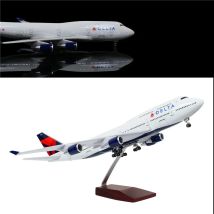 B747 Delta Air Lines Flugzeugmodelle Boeing 747 Flugzeugmodellstrahlflugzeug mit LED-Licht (Touch- oder Soundsteuerung) zum Sammeln