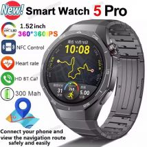 Nowy Smartwatch GT5 Pro 5 Pro Męski Ekran HD AMOLED GPS Pomiar Tętna Połączenia Bluetooth Wodoodporność IP68 Smartwatch dla Mężczyzn Prezent na Święta