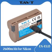 TAVT EN-EL15C ENEL15 EN EL15A EL15 Battery with USB Input for Nikon D750 D810 D7500 D500 Z5 Z6 Z6 II Z7 Z8 D810 D850 D7200 D610
