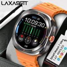 LAXASFIT Nuevo reloj inteligente para hombre con monitorización del ritmo cardíaco, llamadas por Bluetooth, seguimiento de actividad física, podómetro, elegante reloj inteligente, regalo navideño