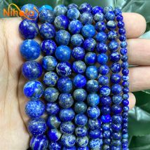 Natürliche Lapislazuli-Perlen, nicht färbende, runde, lose Perlen für die Schmuckherstellung, 4/6/8/10/12 mm, DIY-Armband, Halskette, 38,1 cm Strang