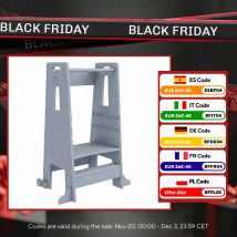 Aiyaplay Learning Tower con pedale regolabile in altezza 45X47,5X91 cm Grigio
