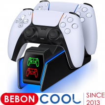 BEBONCOOL para cargador de controlador PS5, estación de carga rápida RGB para controladores de juegos inalámbricos PlayStation5, soporte de carga para Gamepad