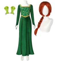 Adult Women Halloween Fancy Green Princess Fiona Green Dress Costume Or Wig
