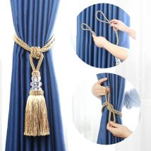 1Pc Nappa Tenda Tieback Corda Accessori per finestre Perline di cristallo Decorativo Cavo dorato per tende Fibbia Corda Accessori per la stanza
