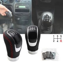 Pomello del cambio rosso in pelle a 5 velocità Pomello del cambio per auto Pomello del cambio universale Leva del pomello del cambio Leva della trasmissione manuale