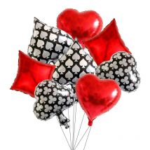 4 Stück Spielkarten Folienballon Casino Thema Heliumballons Quadrate Pfirsichherzen Luftballons Babyparty Geburtstag Party Dekoration
