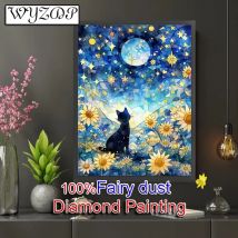 Schwarze Katze Feen staub Diamant Malerei Kunst handwerk Diamant Stickerei Set Stich ab Diamant Kunst Kristall Dekoration Home Geschenk