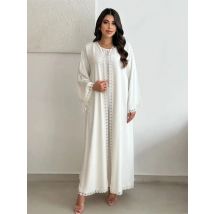 Weißer offener Kimono Abaya Dubai Luxus 2024 muslimische Spitze Abayas für Frauen Kaftan Kleid Kebaya islamische Kleidung Robe Femme Musulmane